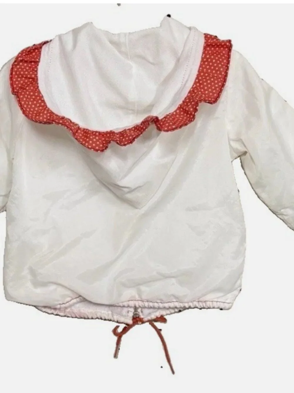 Vtg 80s Balloon Embroidered Baby Windbreaker Jacket 24M Polka Dot Hood